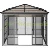 Luxury gazebo garden tent 365x300x262 cm black-beige party tent polycarbonate roof event tent