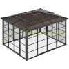 Luxury gazebo garden tent 365x300x262 cm black-beige party tent polycarbonate roof event tent
