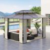 Luxury gazebo garden tent 365x300x275 cm brown party tent event tent with polycarbonate roof