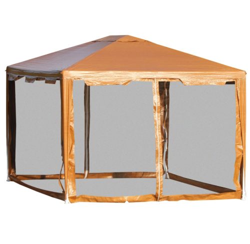 Luxury garden gazebo garden tent with mosquito net 395x295x255 cm brown 