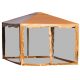 Luxury garden gazebo garden tent with mosquito net 395x295x255 cm brown 