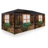 Wooden house pattern event tent garden pavilion with 6 side foils 3x6 m garden party tent collapsible beer tent with wooden house pattern