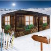 Wooden house pattern event tent garden pavilion with 6 side foils 3x6 m garden party tent collapsible beer tent with wooden house pattern