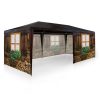 Wooden house pattern event tent garden pavilion with 6 side foils 3x6 m garden party tent collapsible beer tent with wooden house pattern