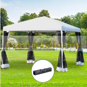   Luxus pavilon összecsukható sátor oldalfalakkal 300x300 cm fehér-fekete