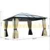 Luxury aluminum gazebo garden tent 420X360 cm with hollow polycarbonate roof and side wall in brown-beige color