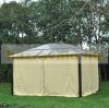 Luxury aluminum gazebo garden tent 420X360 cm with hollow polycarbonate roof and side wall in brown-beige color