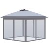 LED popup tent garden gazebo 330x330x285 cm gray folding garden tent with solar lighting