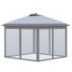 LED popup tent garden gazebo 330x330x285 cm gray folding garden tent with solar lighting