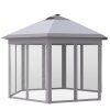 LED popup tent garden pavilion 450x340 cm gray folding garden tent with solar lighting