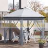 LED popup tent garden pavilion 450x340 cm gray folding garden tent with solar lighting