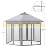 LED popup tent garden pavilion 450x340 cm gray folding garden tent with solar lighting