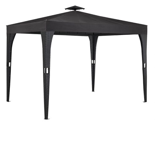 Luxury pavilion polyrattan garden pergola 300x300 cm shading tent anthracite 