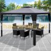 Luxus pavilon polyrattan kerti pergola 300x300 cm árnyékoló sátor antracit 