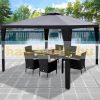 Luxury pavilion polyrattan garden pergola 300x300 cm shading tent anthracite 
