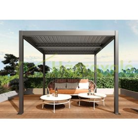   Pergola 300x300x220 cm kerti pavilon 10 cm alumínium keret viharálló antracit