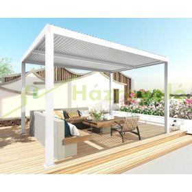   Pergola 300x300x220 cm kerti pavilon 11 cm alumínium keret viharálló fehér
