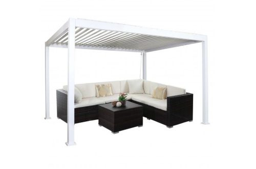 Pergola 256x394x303 cm kerti pavilon 11 cm alumínium keret fehér