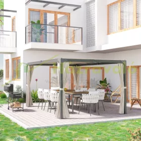 Pergola 295x295x220 cm kinyitható tetővel bézs teraszpavilon