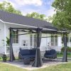 Pergola 297x295x230 cm behúzható tető sötétszürke árnyékoló kerti pavilon