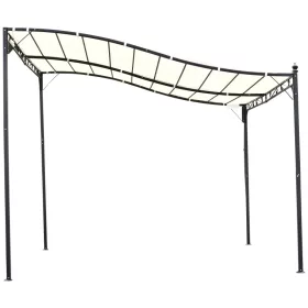   Pergola 297x297x250 cm cm kerti pavilon krémfehér teraszpavilon ívelt tetős pergola