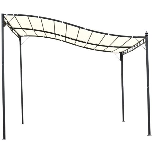 Pergola 297x297x250 cm cm garden gazebo cream white terrace gazebo curved roof pergola