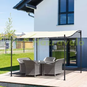   Pergola 297x297x250 cm cm kerti pavilon krémfehér teraszpavilon ívelt tetős pergola