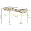 Pergola 300x250x200-250 cm wall-mounted garden pavilion with canopy weatherproof beige