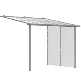 Pergola 300x300x270 cm falhoz rögzíthető polikarbonát tetős kerti pavilon időjárásálló