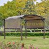 Pergola 345x345x250 cm garden gazebo with adjustable fabric roof brown 