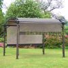 Pergola 345x345x250 cm garden gazebo with adjustable fabric roof brown 