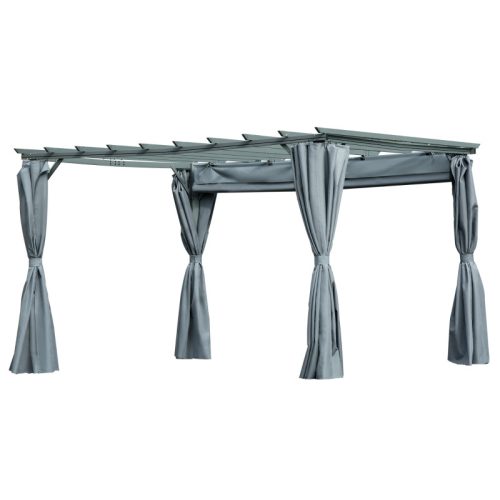 Pergola 360x300x227 cm garden gazebo with adjustable fabric roof weatherproof waterproof polyester steel gray