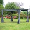 Pergola 360x300x227 cm garden gazebo with adjustable fabric roof weatherproof waterproof polyester steel gray