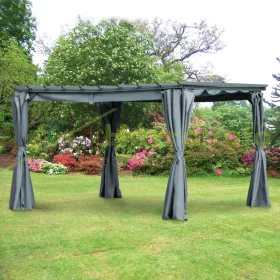 Pergola 360x300x227 cm kerti pavilon állítható szövet tetővel időjárásálló vízálló poliészter acél