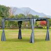 Pergola 360x300x227 cm garden gazebo with adjustable fabric roof weatherproof waterproof polyester steel gray