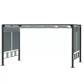   Pergola 390x290x220 cm kerti pavilon alumínium szürke napfénytetővel és 4 redőnnyel