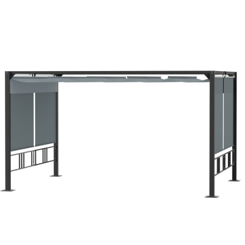 Pergola 390x290x220 cm garden gazebo with aluminum gray sunroof and 4 shutters