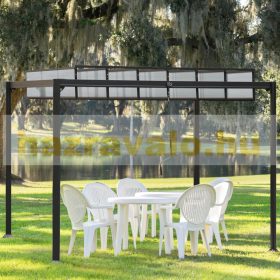   Polikarbonát lamellás alumínium pergola árnyékoló 3x3 méter nyitható tetővel kerti pavilon szürke