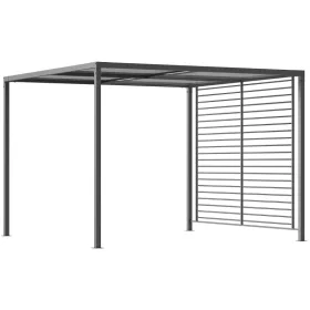   Pergola 300x300x200 cm árnyékoló kerti pavilon visszahúzható tetőpanelek fém keretes sötétszürke