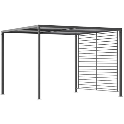 Pergola 300x300x200 cm shading garden pavilion retractable roof panels metal frame dark gray