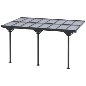   Pergola 4x3 m kerti pavilon 231-250 cm magasságban alumínium falhoz rögzíthető terasztető szürke