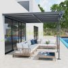 Pergola 4x3 m kerti pavilon 231-250 cm magasságban alumínium falhoz rögzíthető terasztető szürke