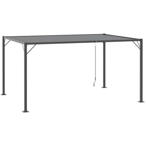 Pergola 4x3 m garden gazebo with manual crank roof weatherproof aluminum gray grill gazebo