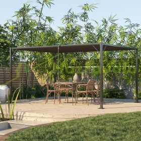   Pergola 4x3 m kerti pavilon kézi hajtókaros tetővel időjárásálló alumínium szürke grillpavilon