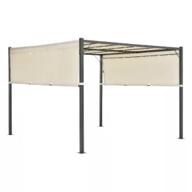   Pergola kerti pavilon napelemes LED világítással 300x300 cm bézs