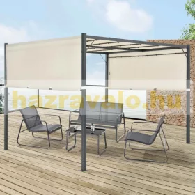   Pergola kerti pavilon napelemes LED világítással 300x300 cm bézs