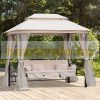 Luxury gazebo with swing bed garden pergola garden sunbed three-person swing bed with mosquito net