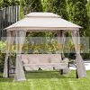 Luxury gazebo with swing bed garden pergola garden sunbed three-person swing bed with mosquito net