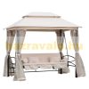 Luxury gazebo with swing bed garden pergola garden sunbed three-person swing bed with mosquito net