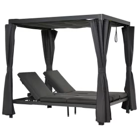   Luxus pergola nyugággyal kerti pavilon kerti napozóágy függönyökkel baldachin